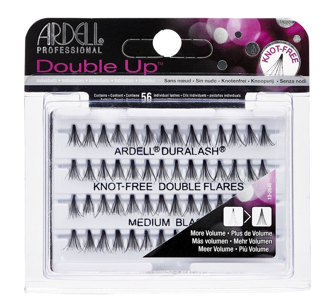 Ardell Eyelash Double Up DuraLash Knot-Free Flare Medium Black #61485 (4 Pack)
