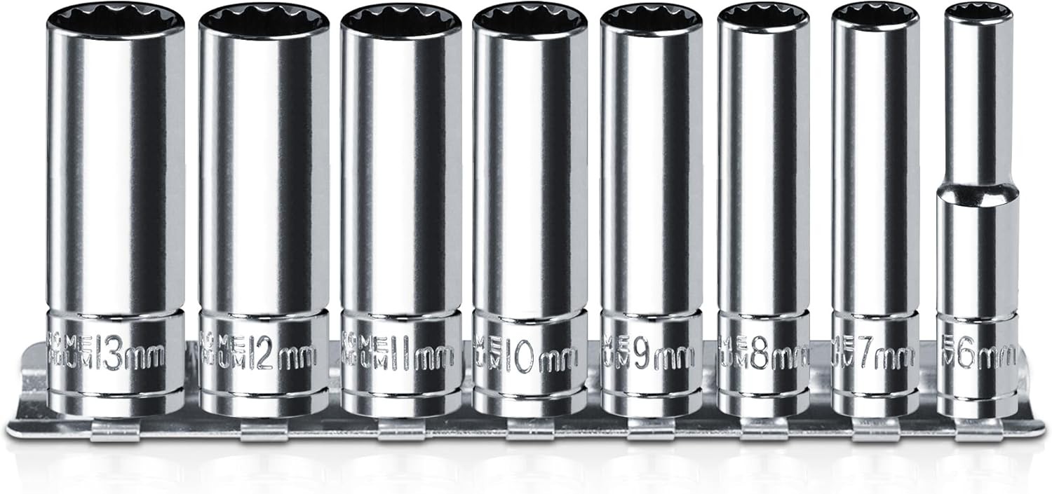 1/4 Inch Drive Socket Set - 8 Piece Metric 12-Point Deep 1/4-12PT-8PC