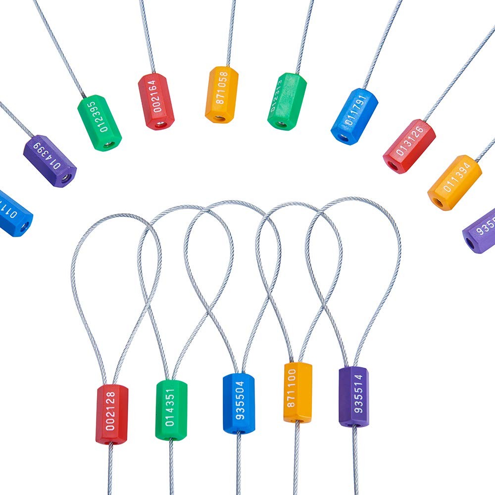 Tamper Proof Steel Numbered Shipping Seals 50pcs 5 Colors Tamper Proof Key Rin