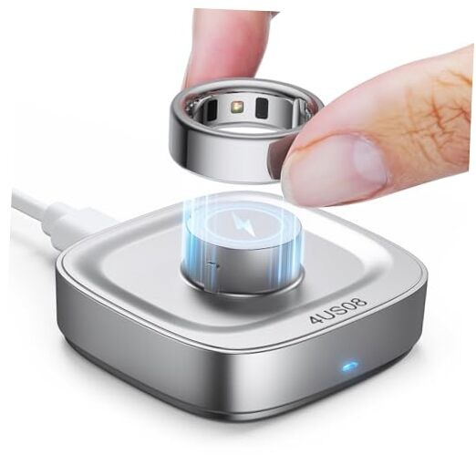 Ring Chager Compatible with Ou-ra Ring4, Fast Charge for Ou Size 8 Silver Grey