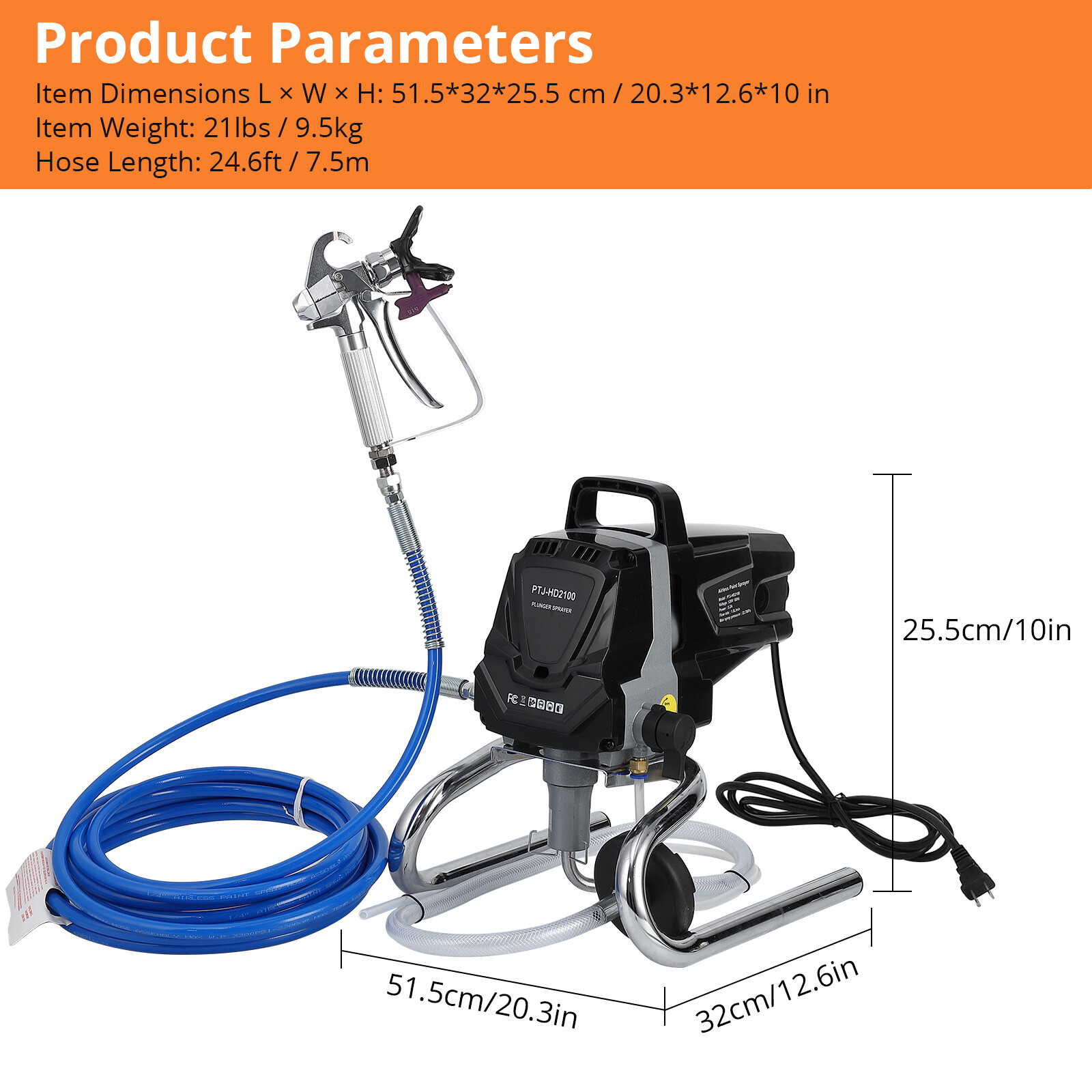 Vertical airless HVLP spray paint machine, efficient and dilution-free universal