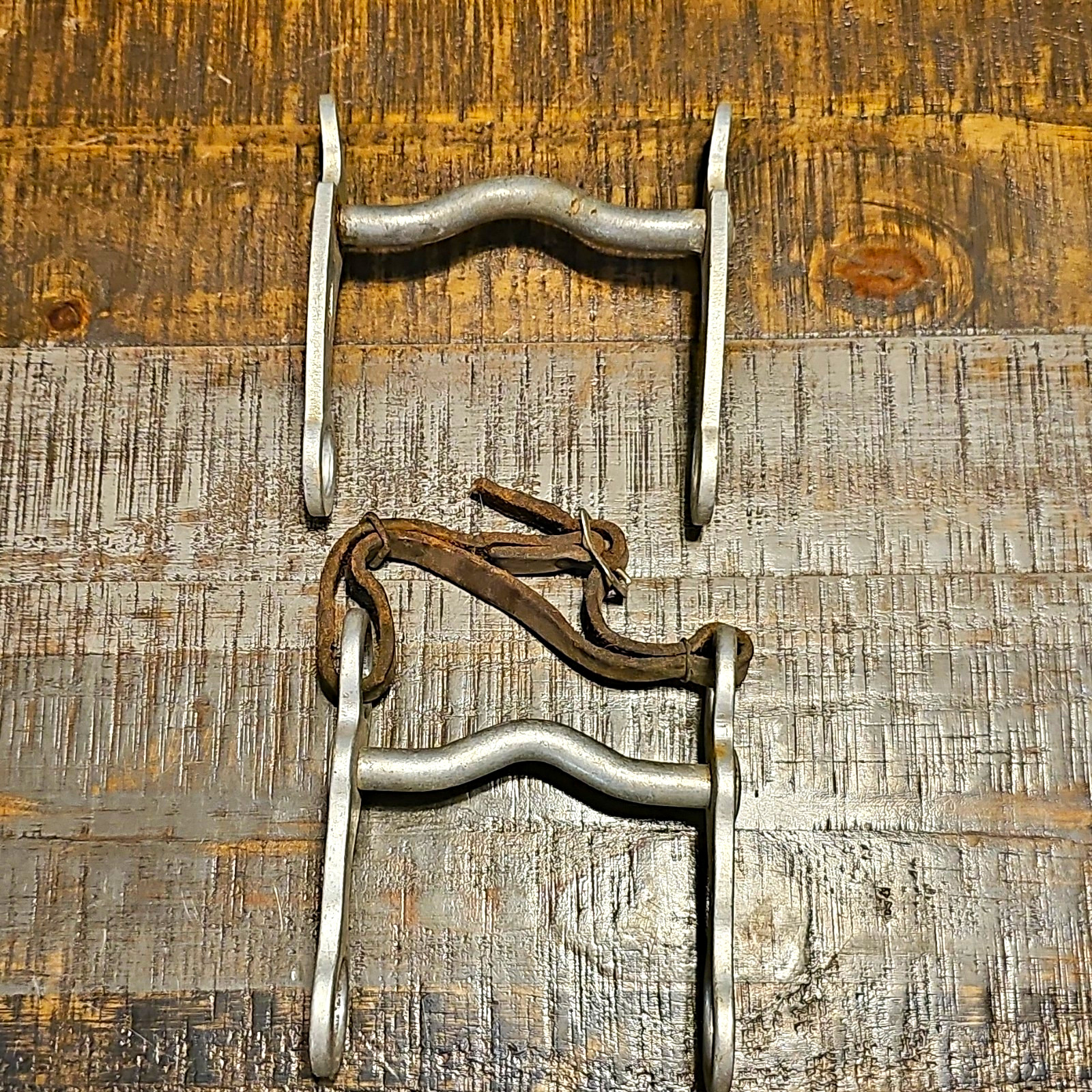 Western Port Pony Bit Pair and Curb Chain/Leather Strap