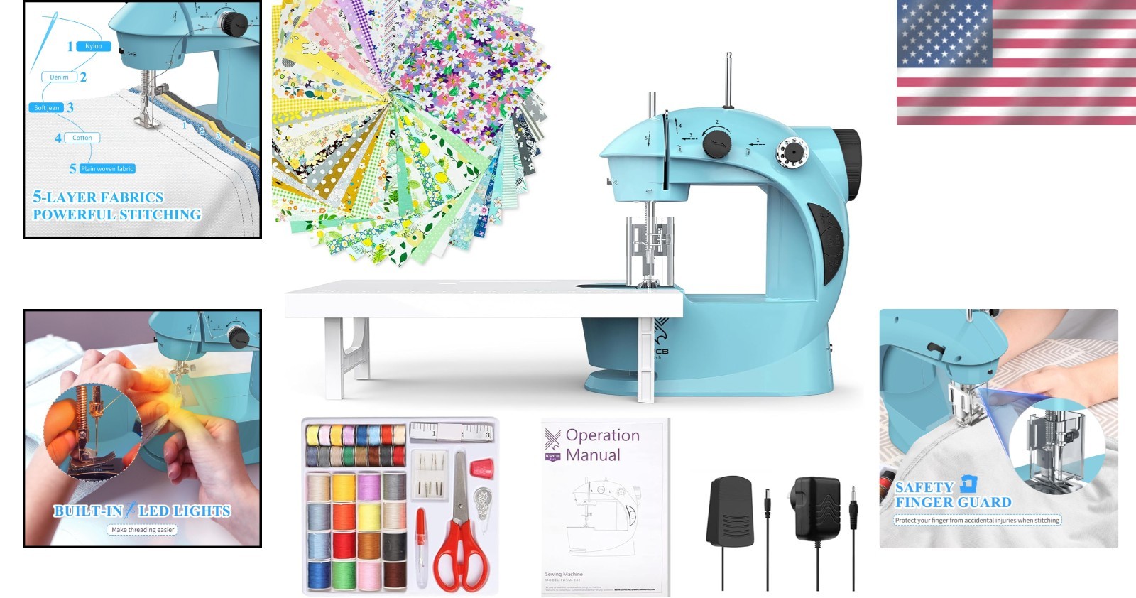 Compact Sewing Machine with Accessories/
