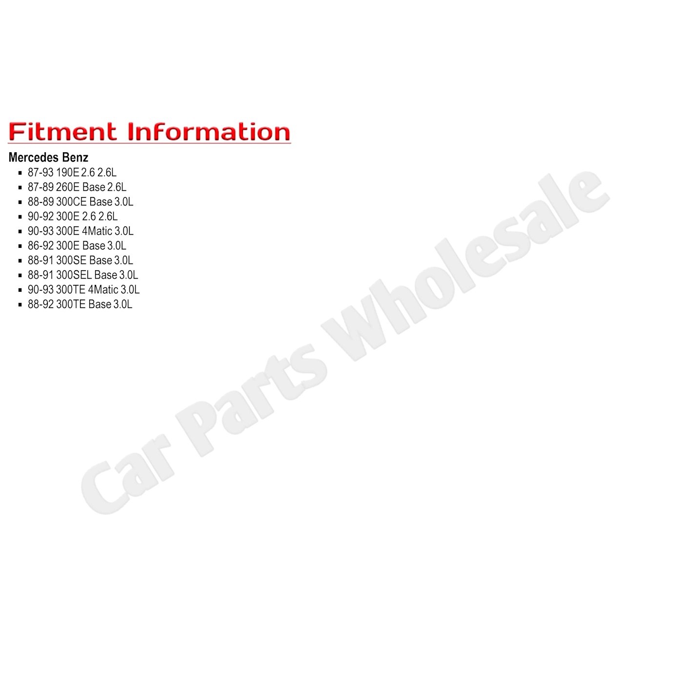 Set of 6 Spark Plug Wires For Mercedes 190 Mercedes-Benz 190E 260E 300CE 300E