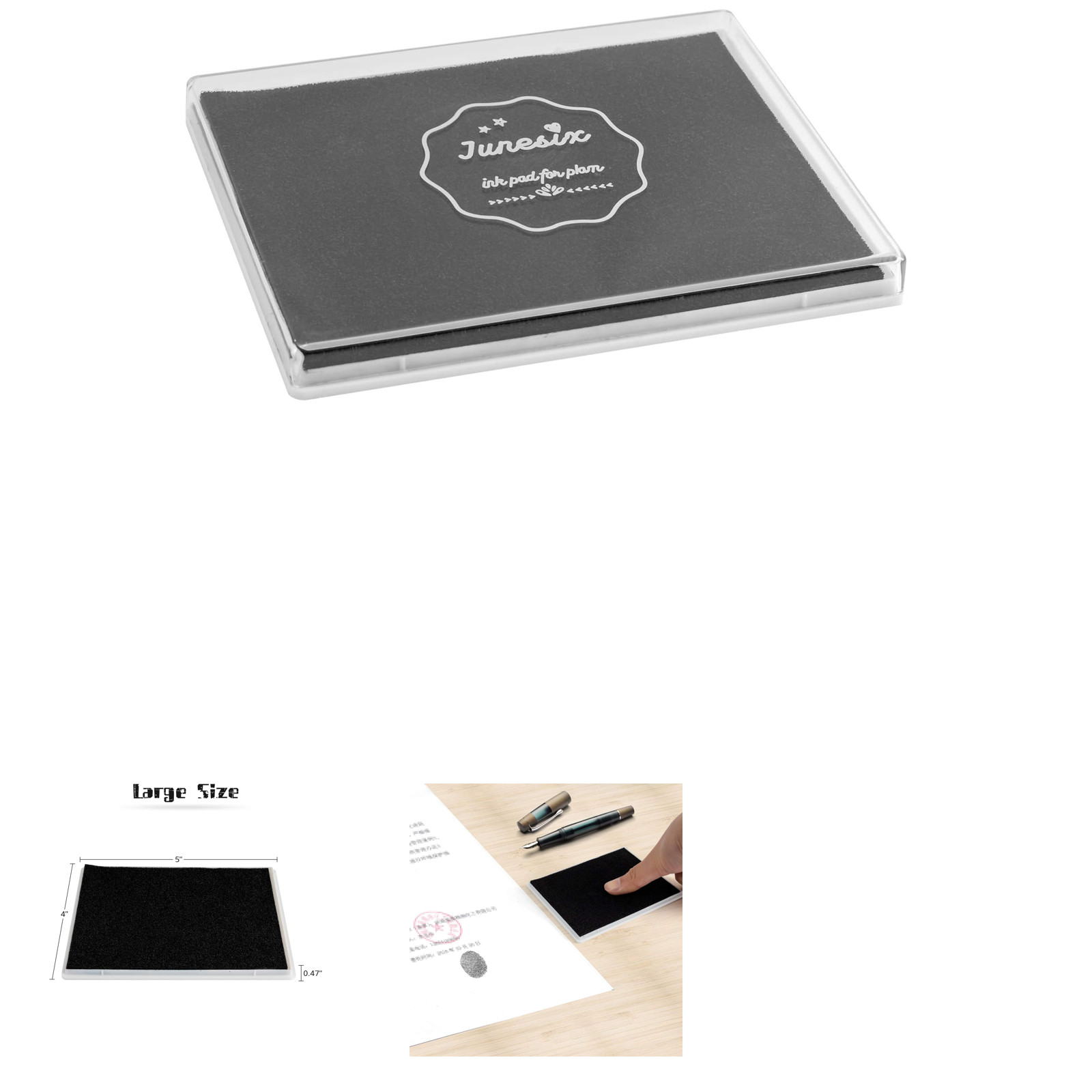 Stamp Pad Ink Pad 5x4 Inches Black Reusable Eco-Friendly Non-Toxic Acid-Free