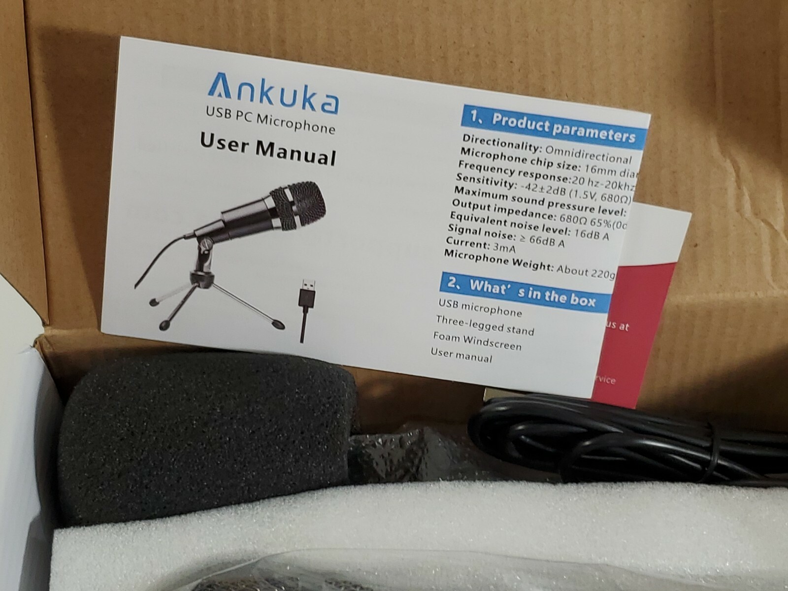 Ankuka USB PC Professional Microphone Omnidirectional w/ Stand Foam Windscreen