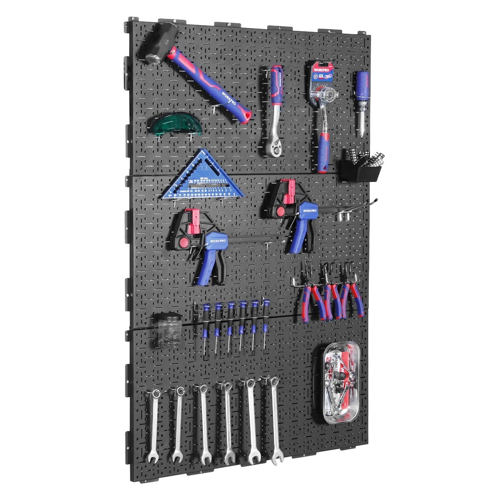 WORKPRO 3PACK Metal Pegboard Wall Organizer 16"x 32" Heavy Duty Garage Peg Board