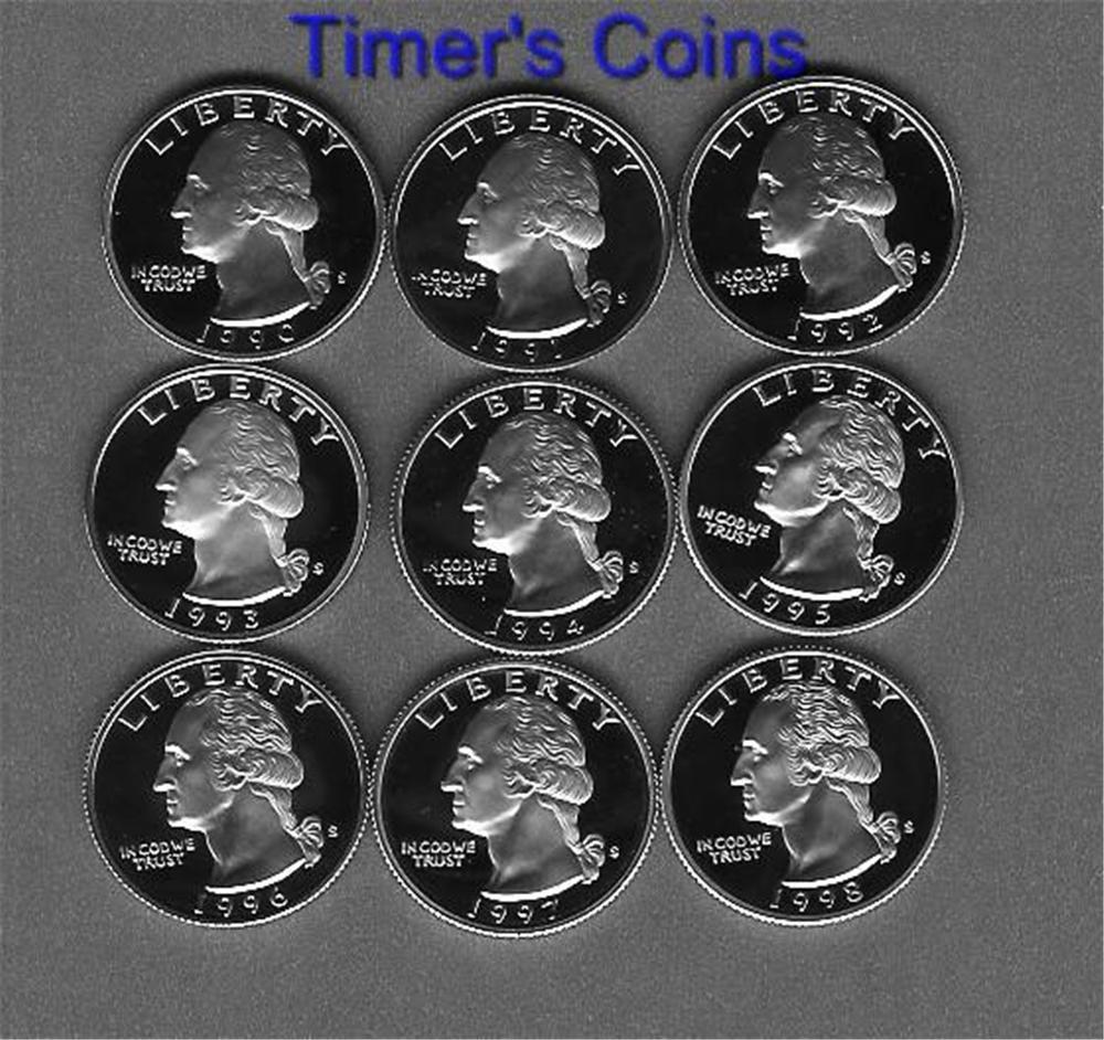 1990 1991 92  93 94 1995 96 1997 1998 Proof Quarter Set