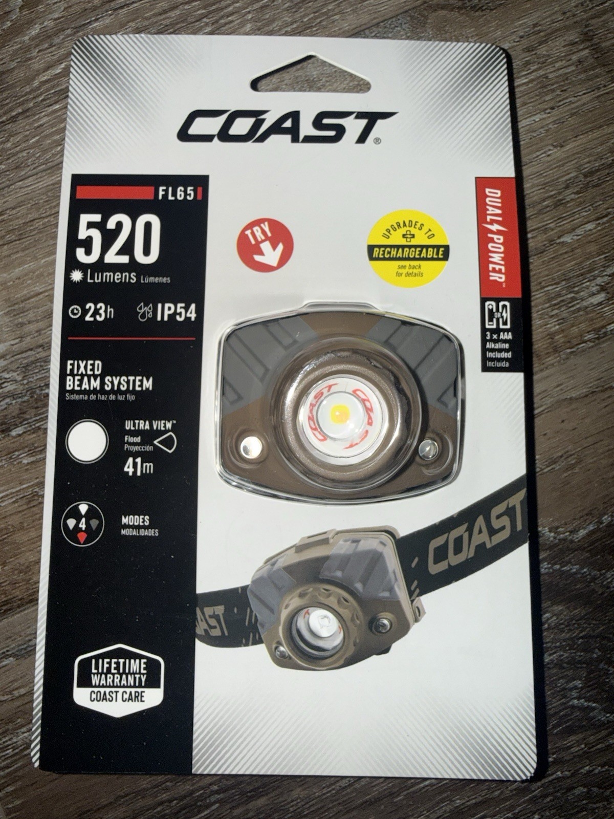 Coast 520 Lumens FL65 Headlamp Flashlight IP54 23-Hour Focusing Beam 4-Modes
