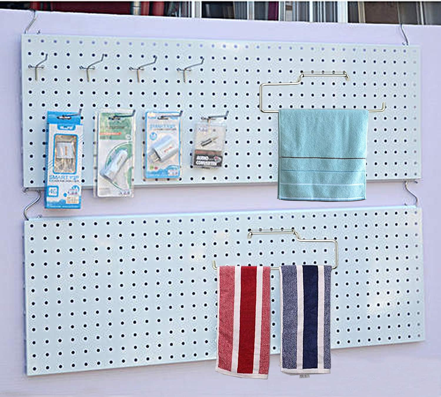 2 Pack Stainless Steel Pegboard Paper Towel Holder | Pegboard Hooks | Pegboard A