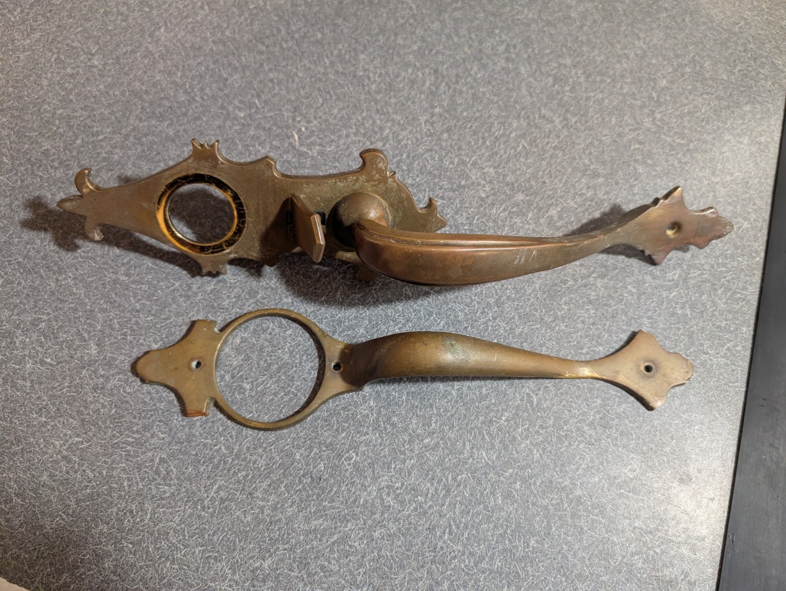 Antique Exterior Brass Door handle only waverly design