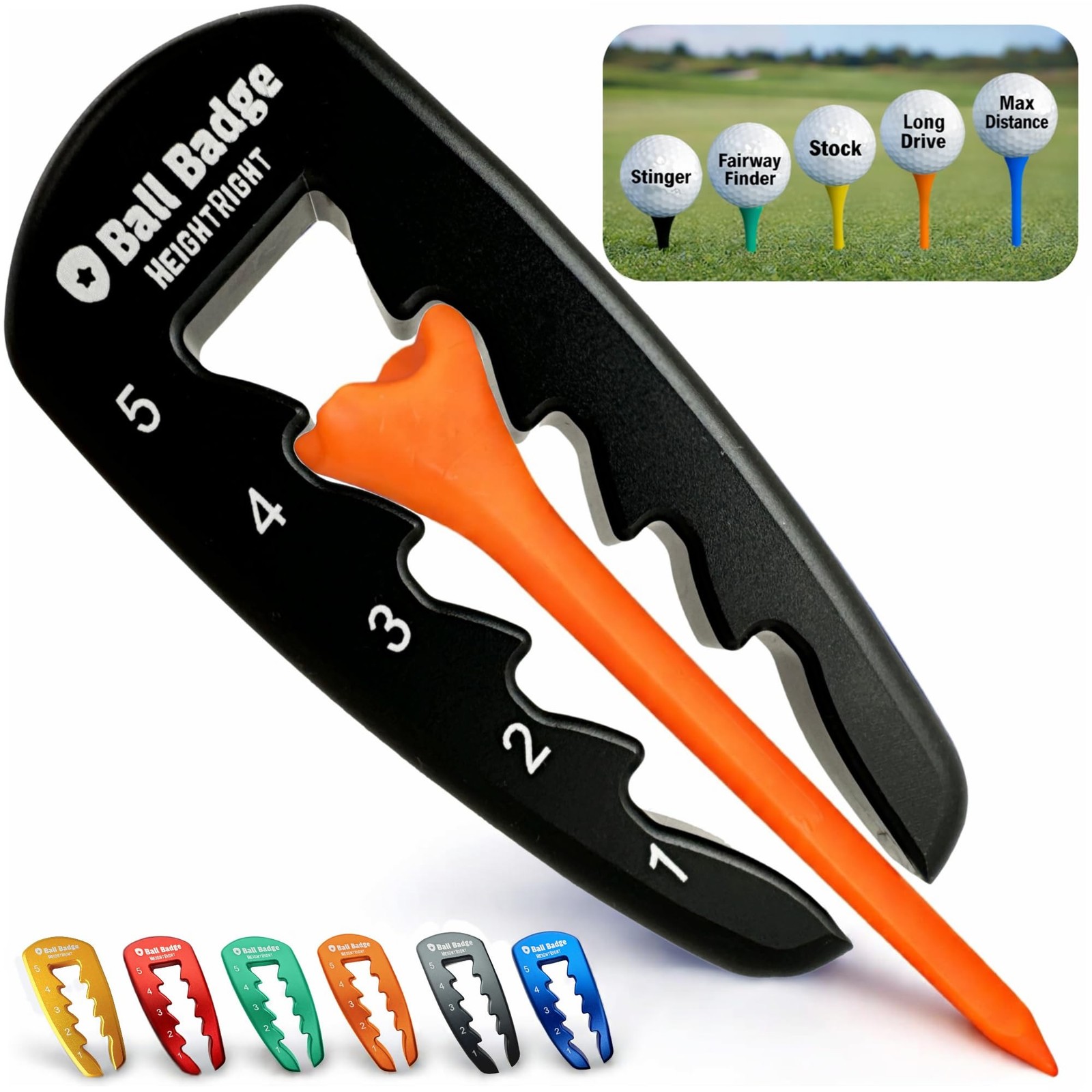 Adjustable Golf Tee Height Tool (5-Level Precision) – Universal Fit for Wo