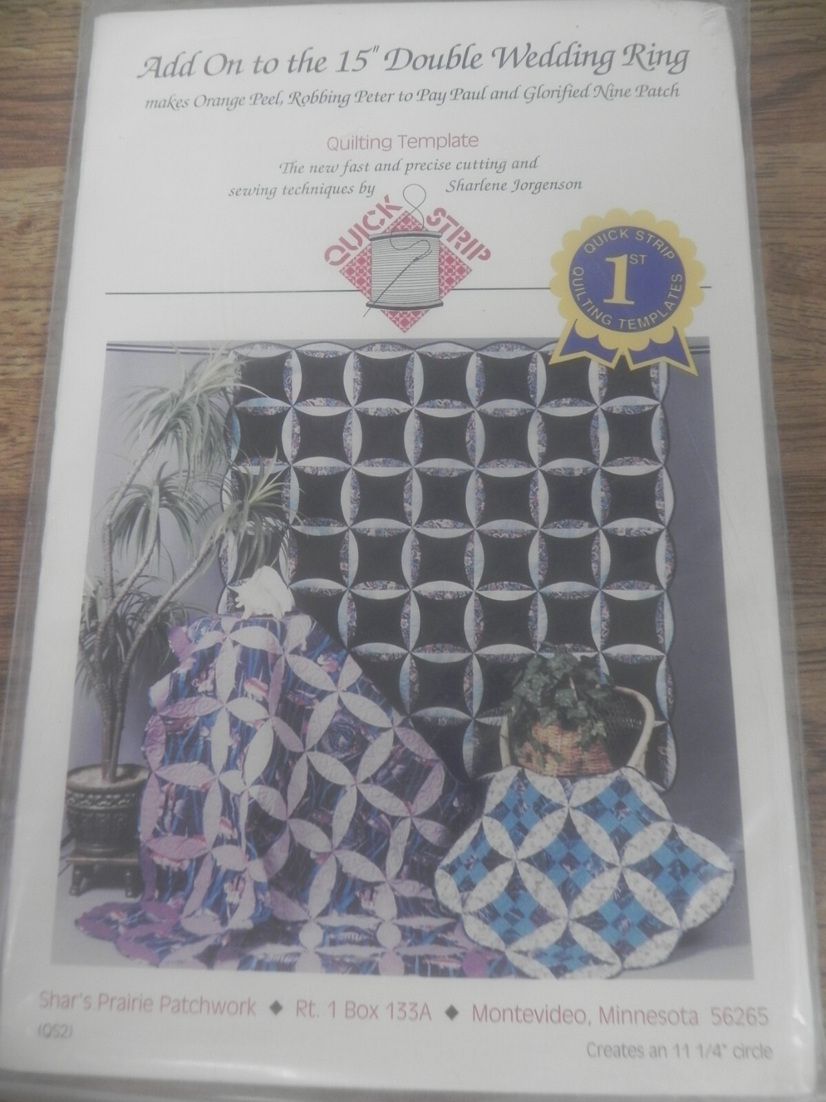Quick Strip Add On Quilting ACRYLIC Template  15" Double Wedding Ring PATTERN
