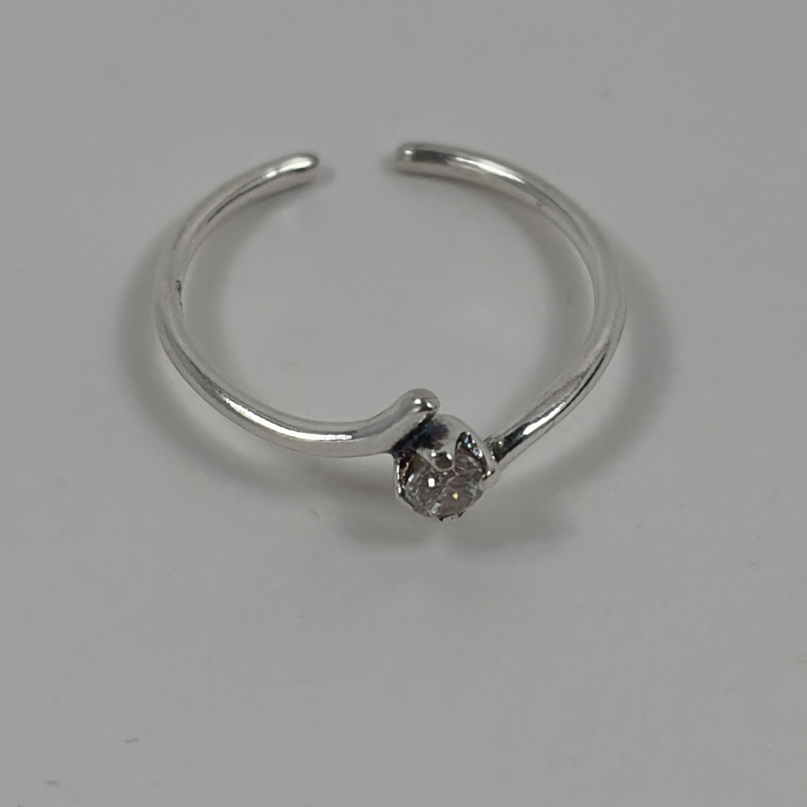 Women's Solitaire Simple Toe Ring  Cubic Zirconia Small 925 Silver