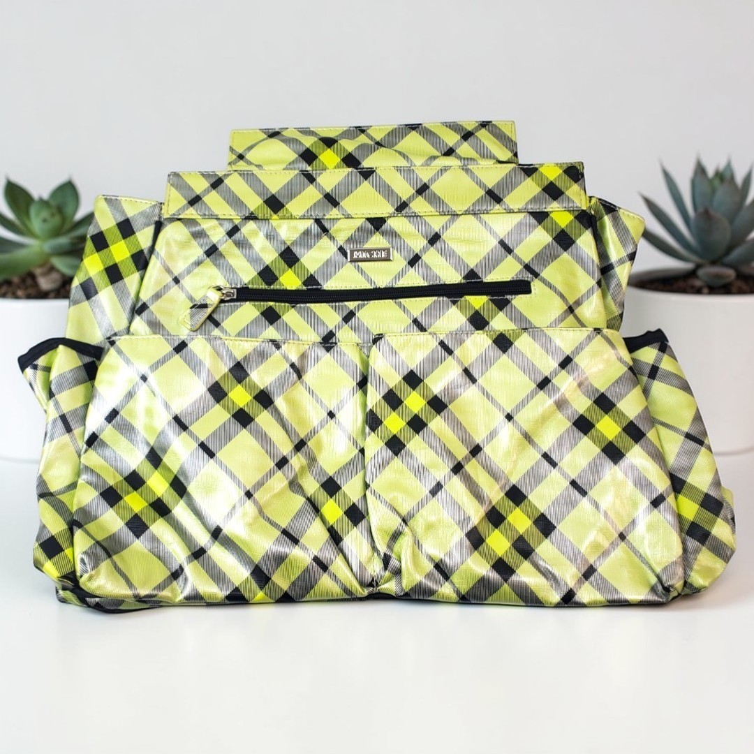 Miche Bag Delilah August 2010 Big Bag Shell Lime Green Black Plaid Cover