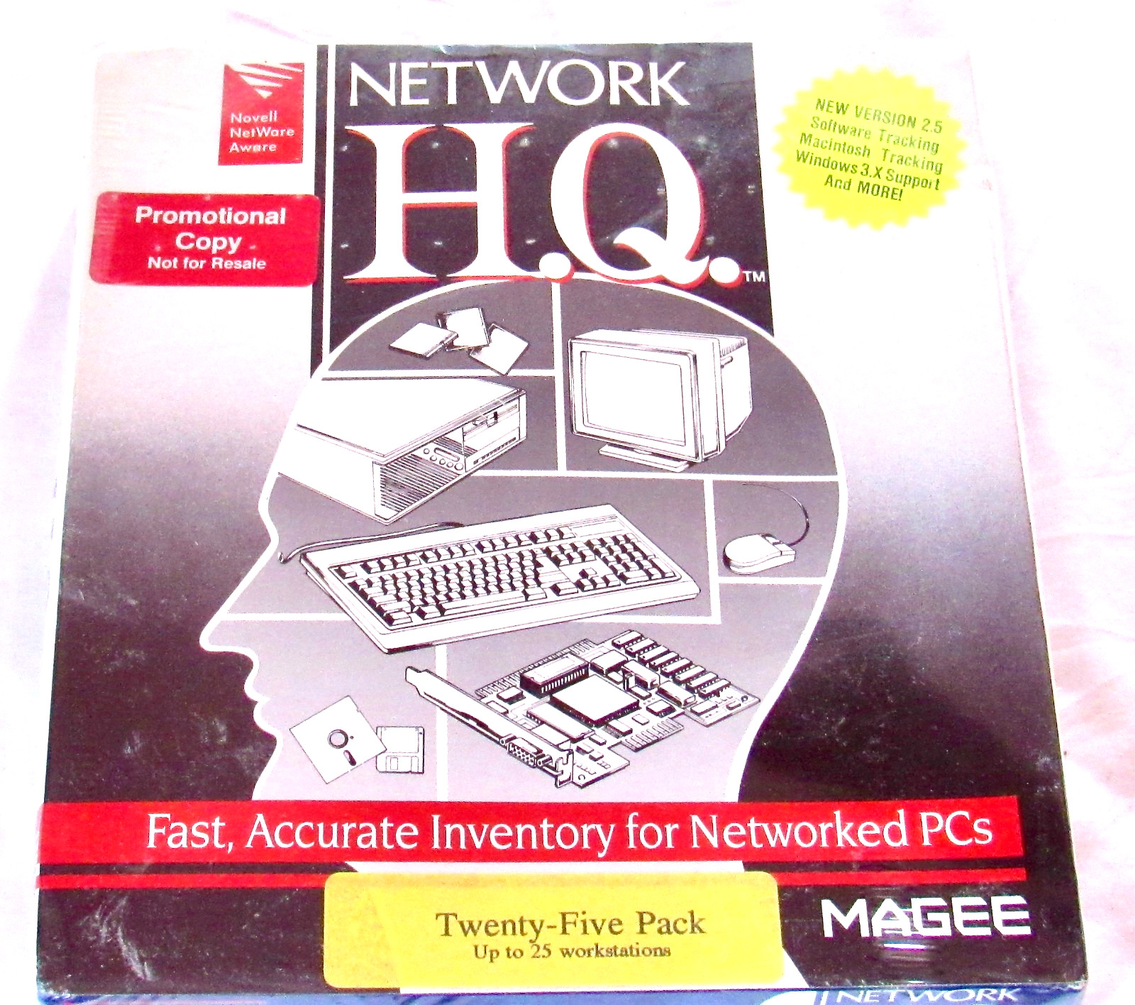 New Sealed Vintage Novell Netware 2.5  O/S Software Network H.Q. MAC Magee