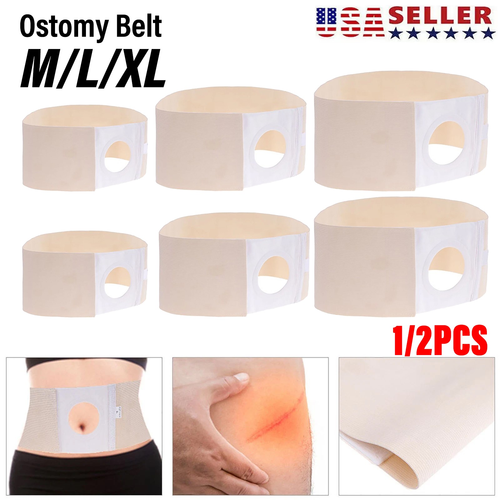 M/L/XL 1/2X Ostomy Belt Unisex Ostomy Hernia Support Belt Abdominal Binder US