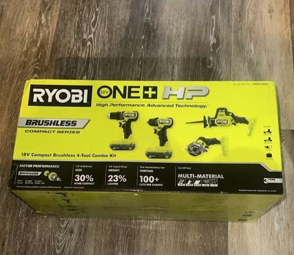 RYOBI PSBCK104K2 - 18V ONE+ HP Compact Brushless 4-Tool Combo Kit -  NEW!