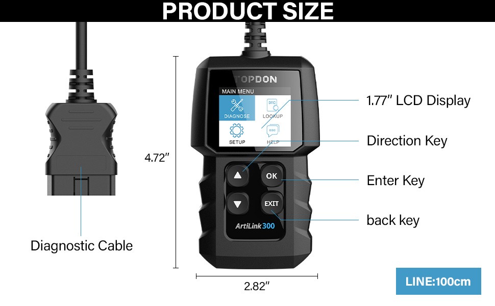 TOPDON AL300 Car OBD2 Diagnostic Tool Engine Fault Code Reader
