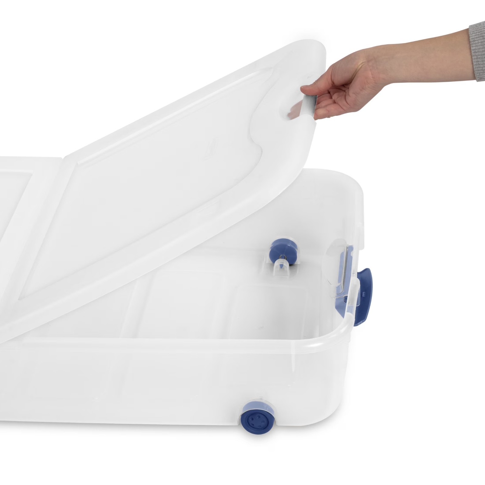 (2 pack) Sterilite 66 Quart Latching Underbed Wheeled Storage Bin, Clear Plastic
