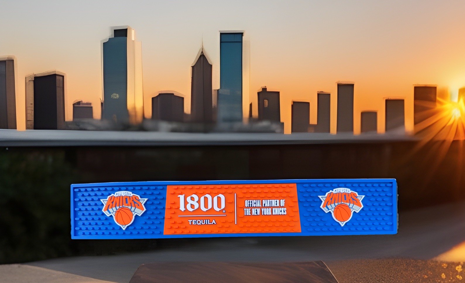 1800 Tequila/ NBA New York Knicks  Bar Rail   Commercial Grade Rubber 21 Inch