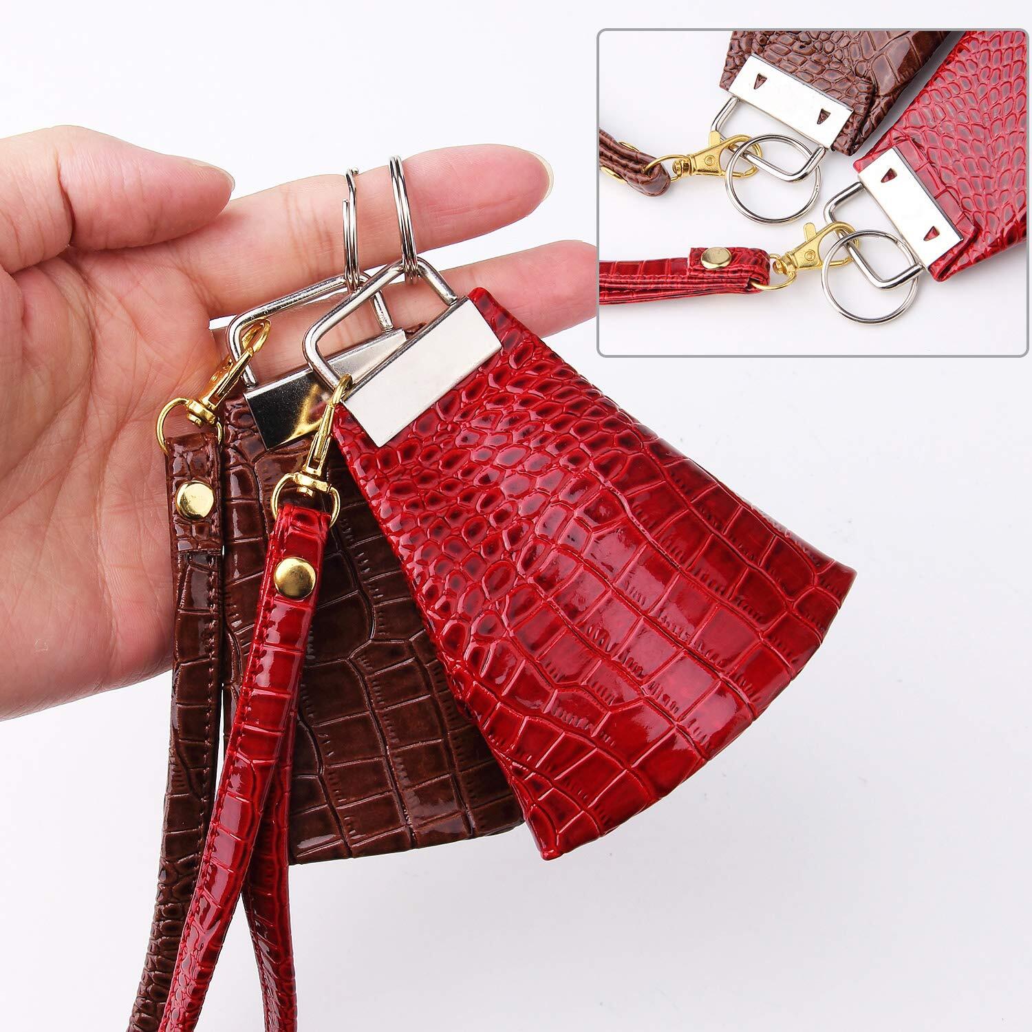 50 Sets Key Fob Hardware Keychain Wristlet with Split Ring, 0.8 Inch
