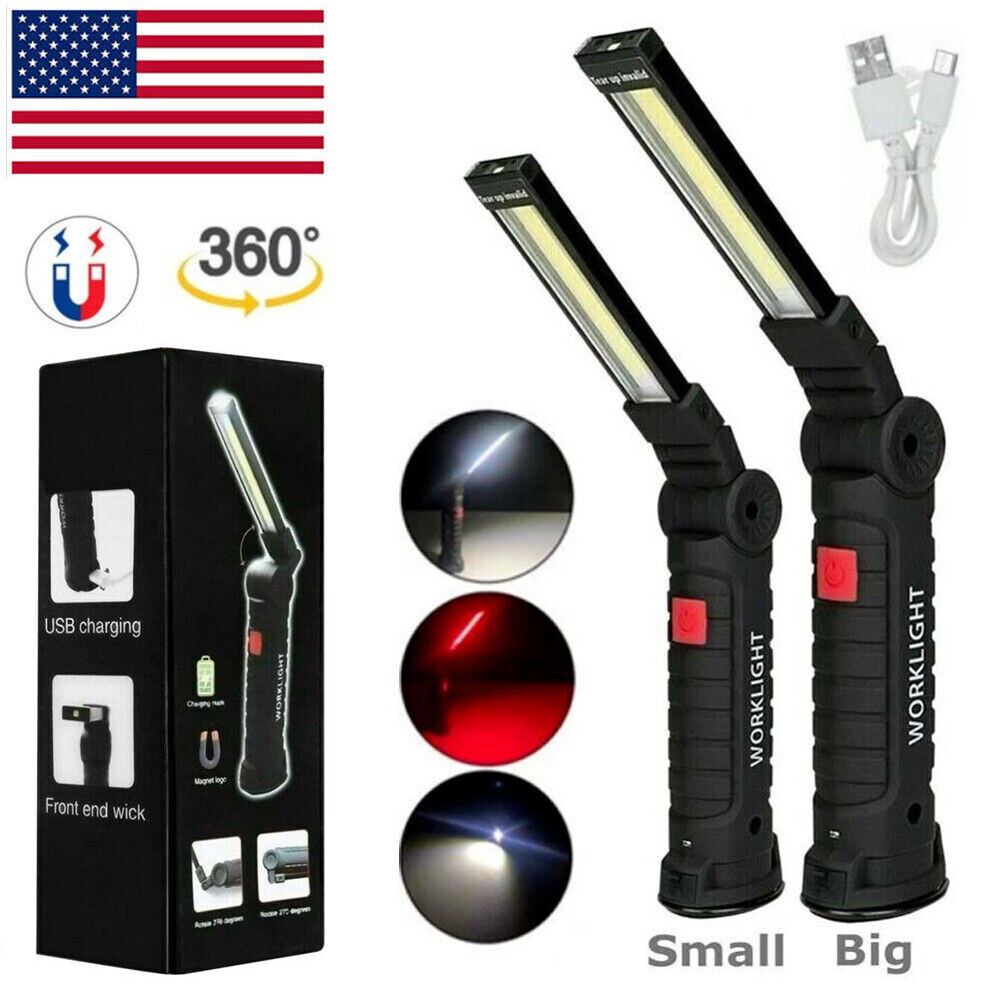 1/2/4PCS Rechargeable LED COB Work Light Mechanic Flashlight Lamp Magnetic Base