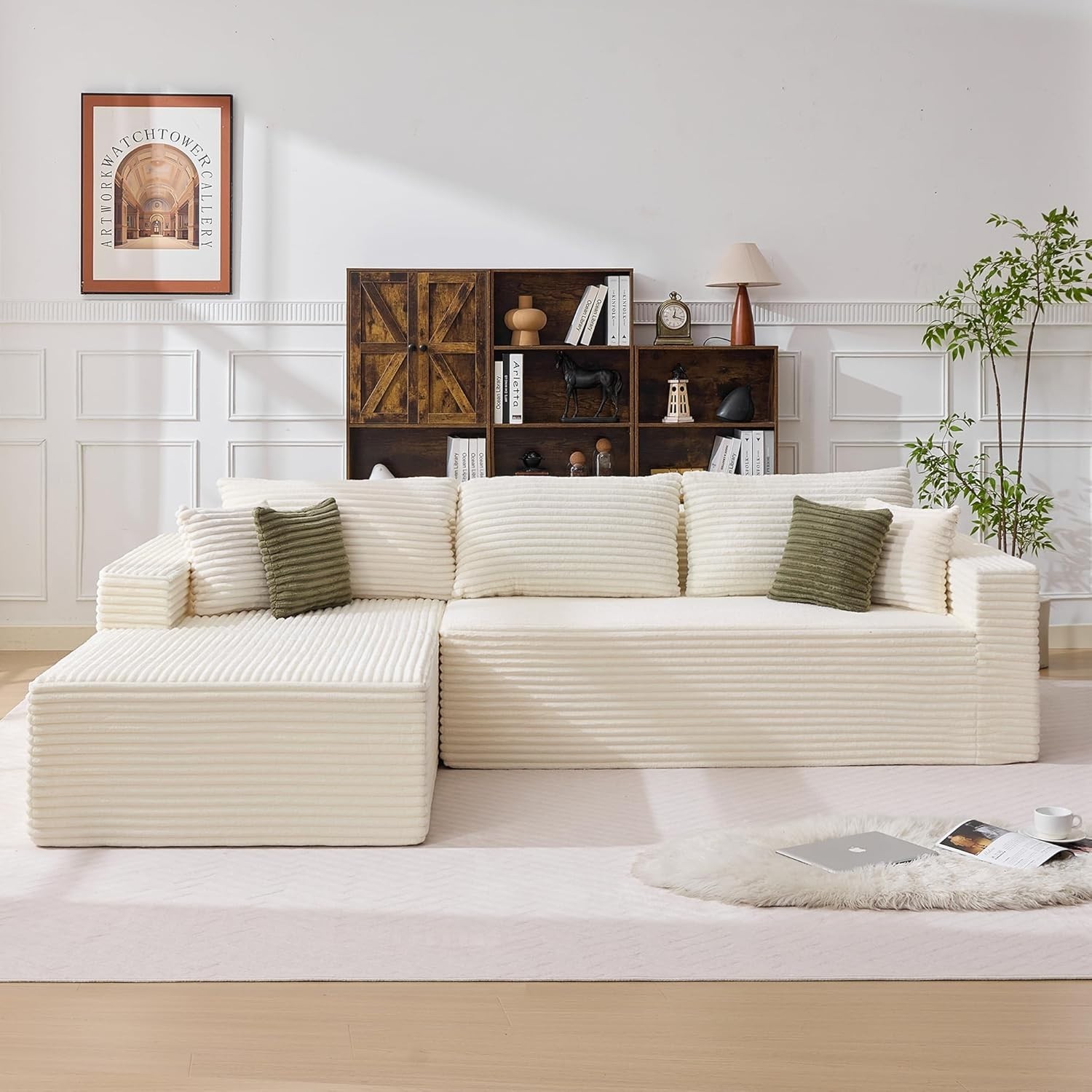 108" Boneless Couches Modular Sectional Sofa with Oversized Chaise No Assembly