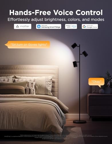 Tree Floor Lamp Compatible with Matter, 3 Rotatable Lights with LuminBlend