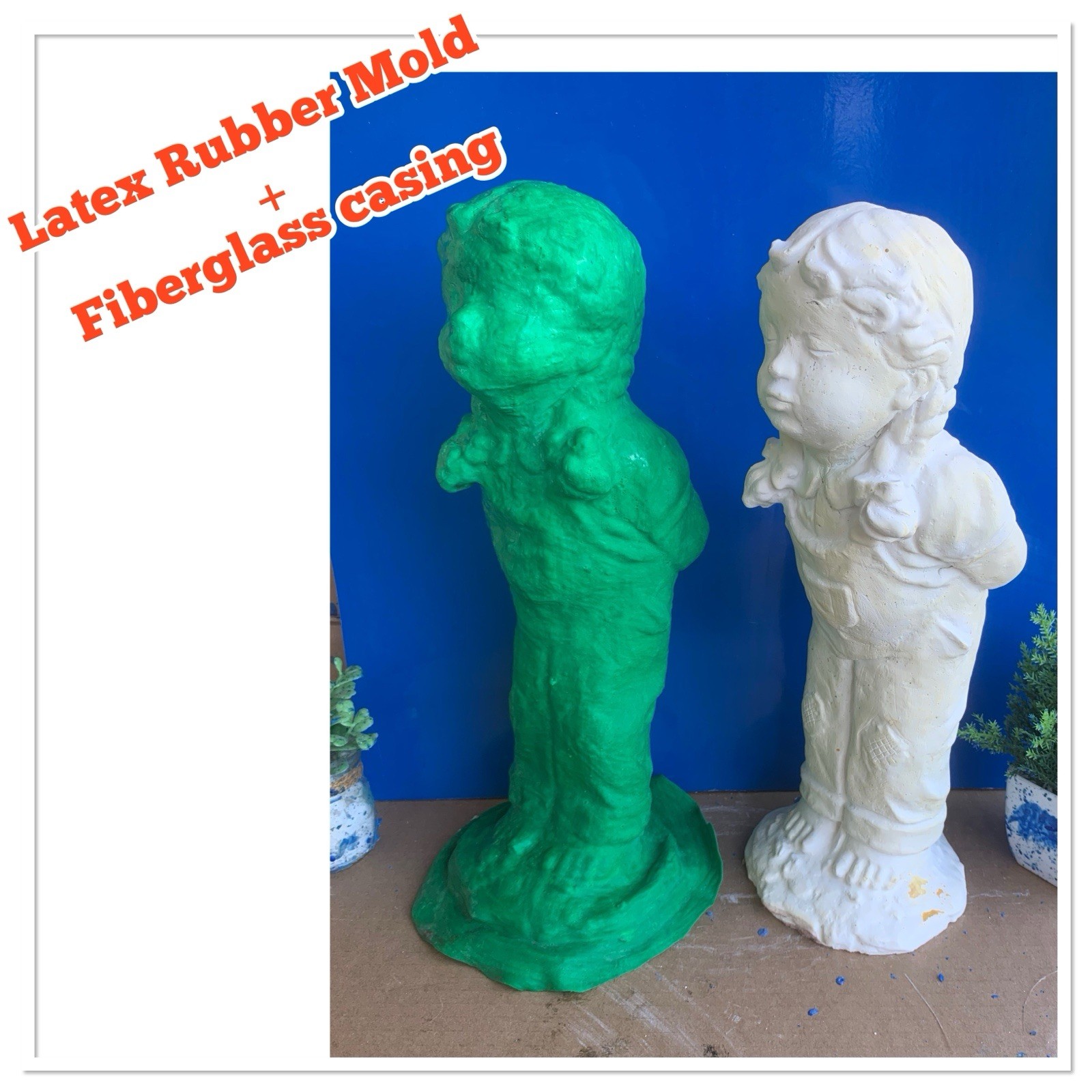 LATEX RUBBER MOLD + Fiberglass Casing Standing Kissing Girl YKM-L5142A BLUE MOLD