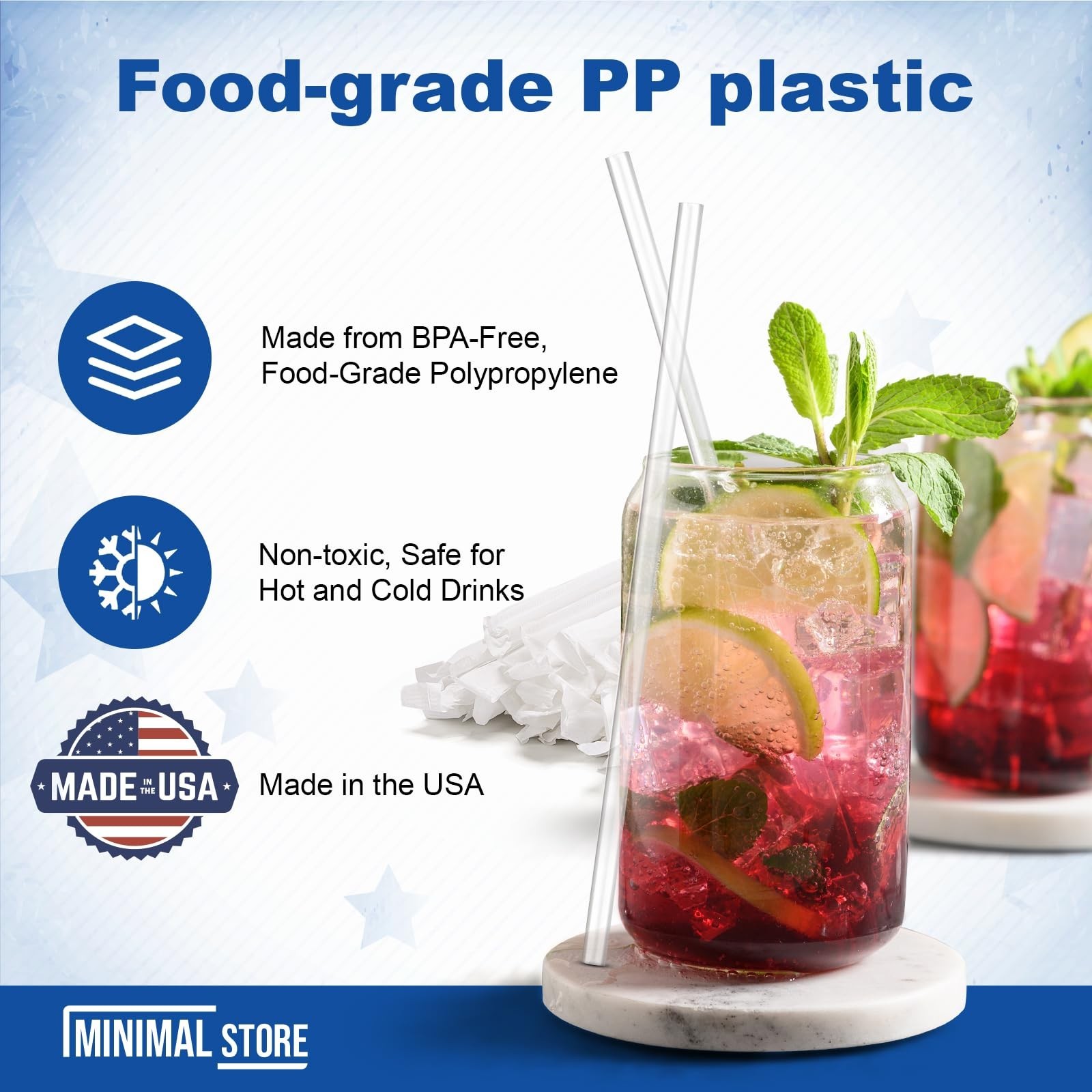 1000 Count Individually Wrapped Clear Plastic Drinking Straws – 7.75" Long