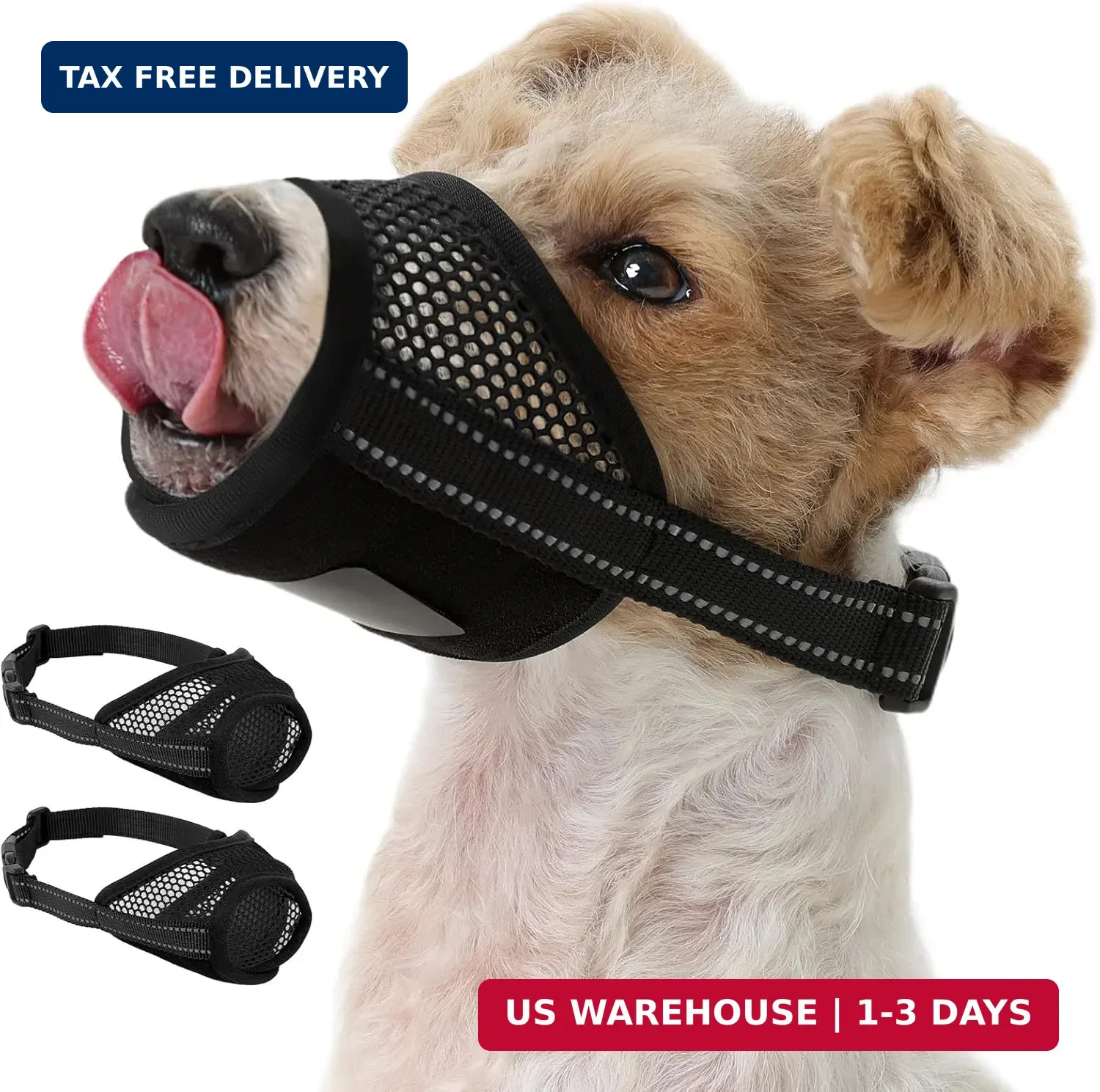 2-Pack Dog Muzzle, Soft Air Mesh Muzzle Anti Biting Barking Chewing, Sec