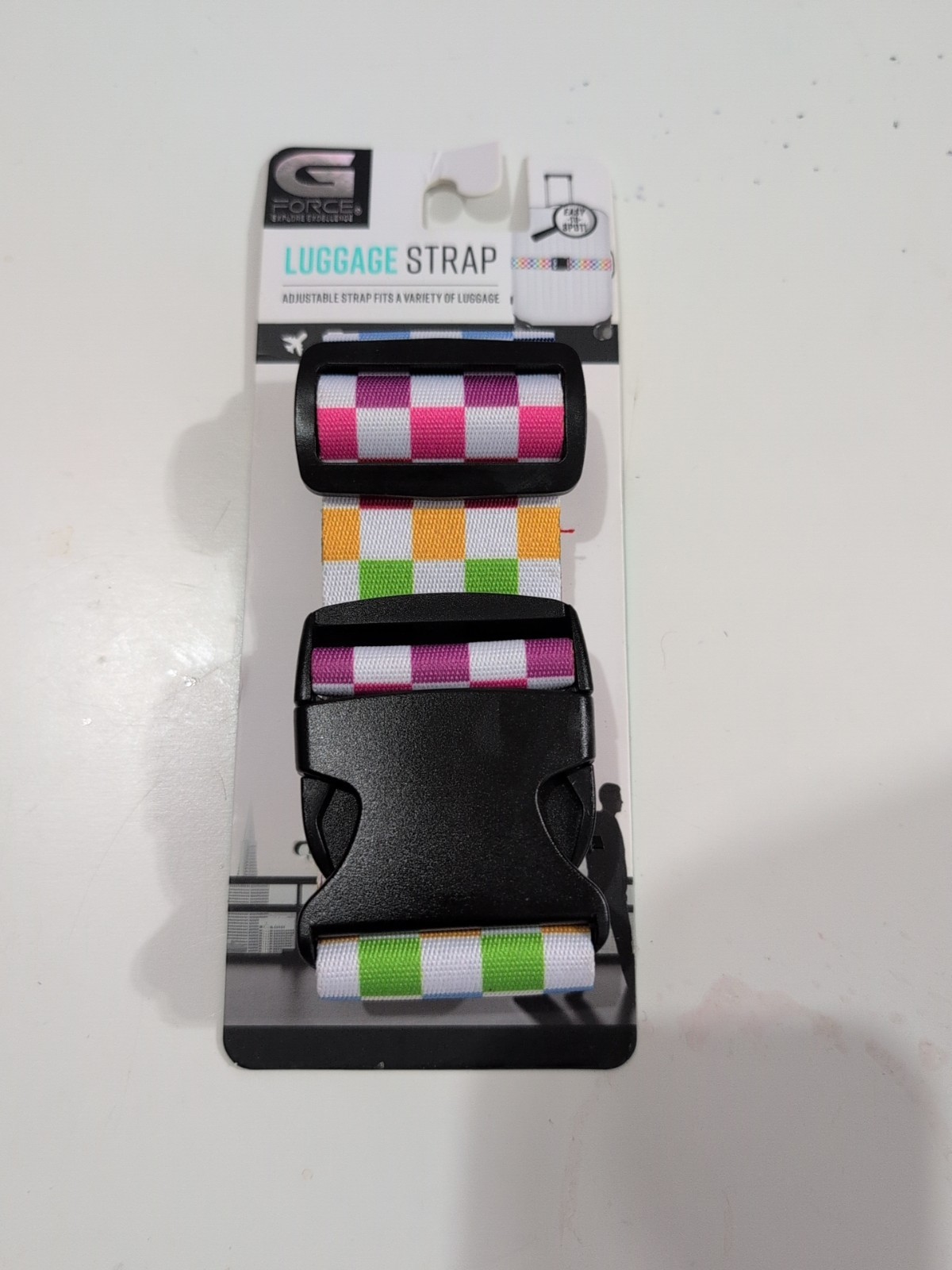 GForce Luggage Strap, Style Multi Plaid New In Package BIN 2