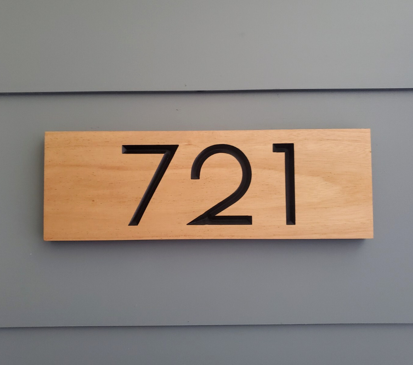 Home Address Sign Street Number House Plaque Modern MCM Outdoor Wood Mahogany