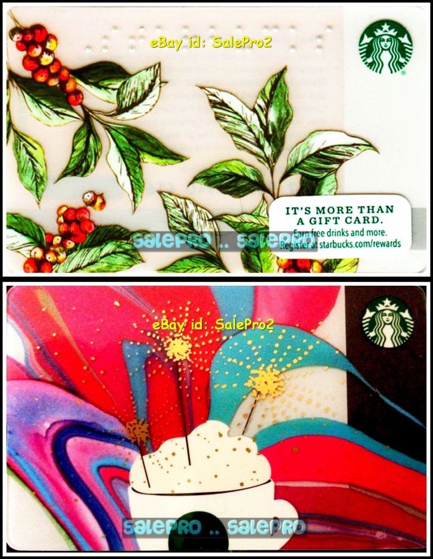 2x STARBUCKS COFFEE BEANS CELEBRATION BRAILLE LIMITED COLLECTIBLE GIFT CARD LOT