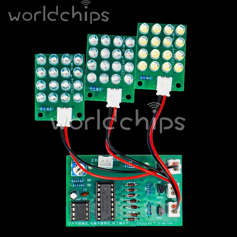 CD4017 + NE555 Flash Light DIY LED Electronic Kit Soldering Learning Project