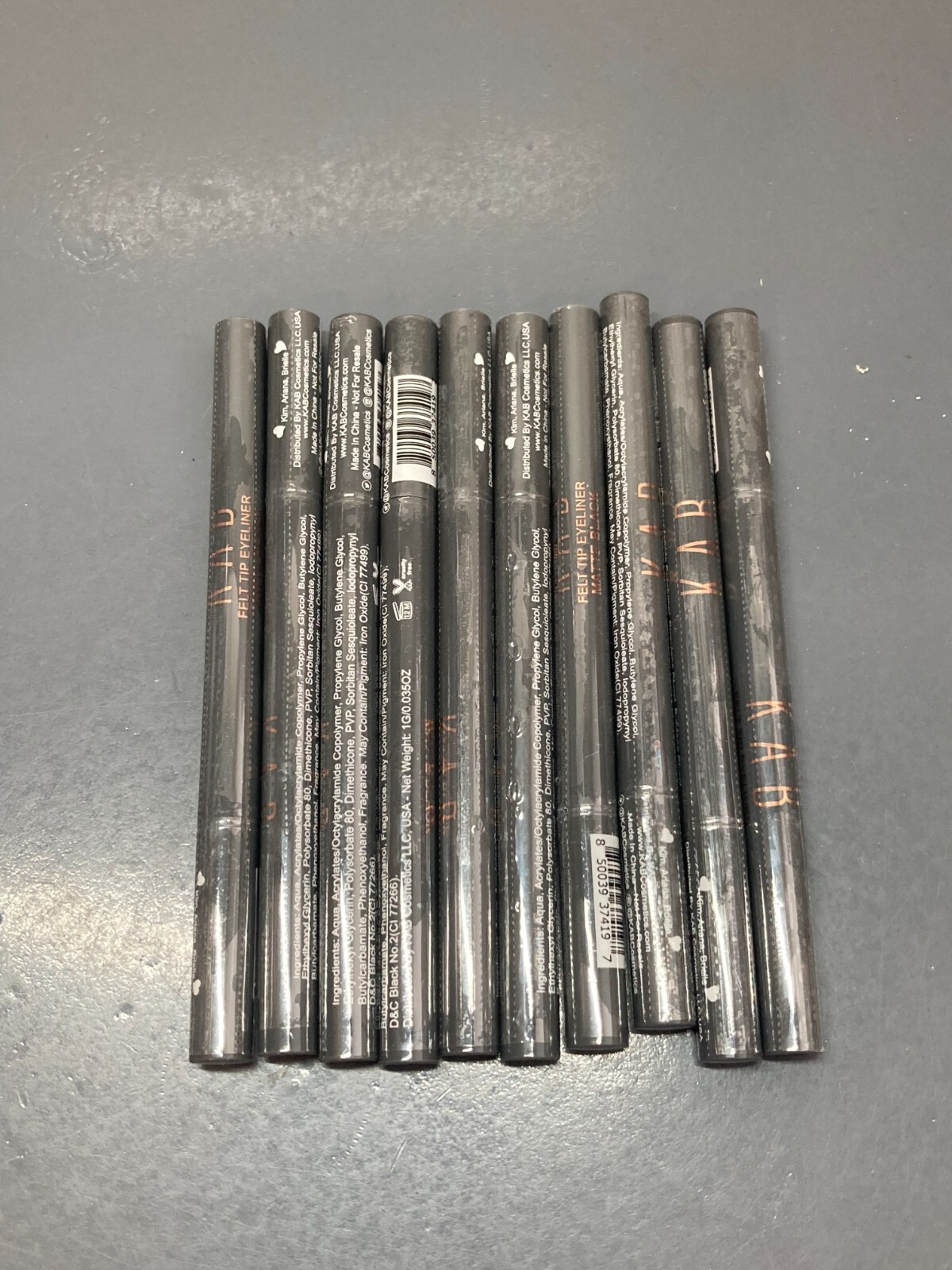 10x KAB Cosmetics Felt Tip Eyeliner • Matte Black • 0.035 Oz each Sealed