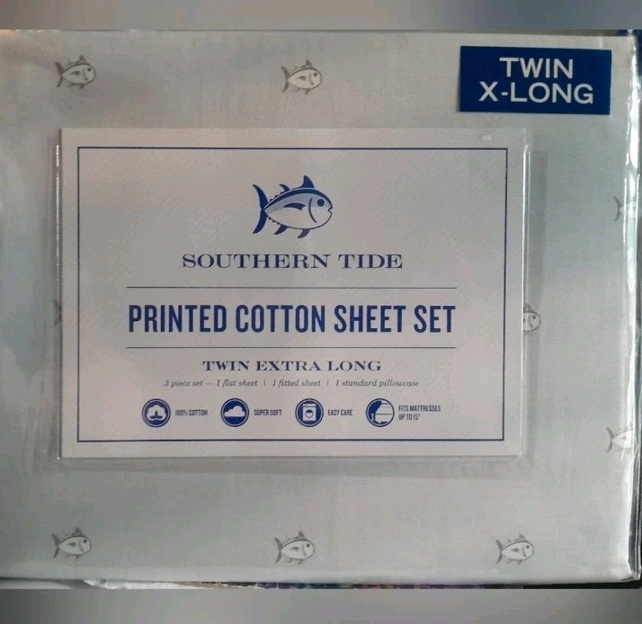 BRAND NEW SOUTHERN TIDE TWIN XL SIZE SKIPJACK SHEET SET COLOR GREY