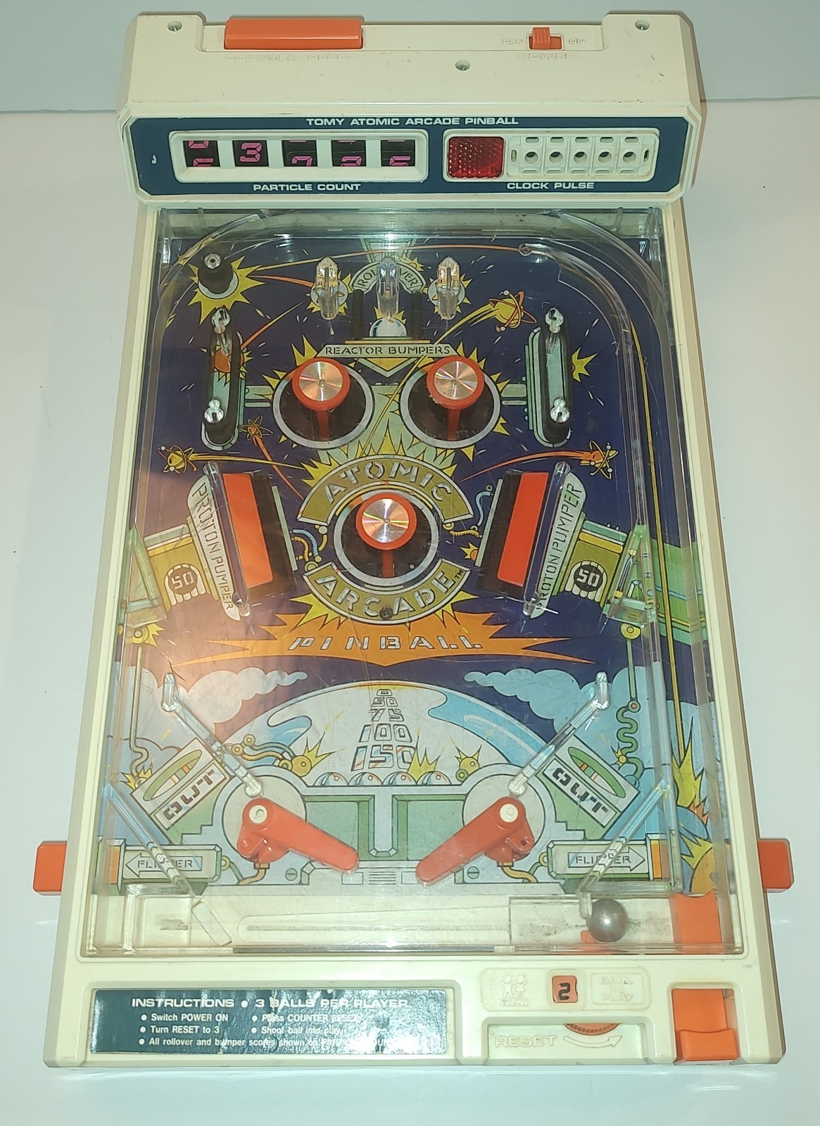 Vintage 1979 TOMY Atomic Arcade Tabletop Pinball Machine Working