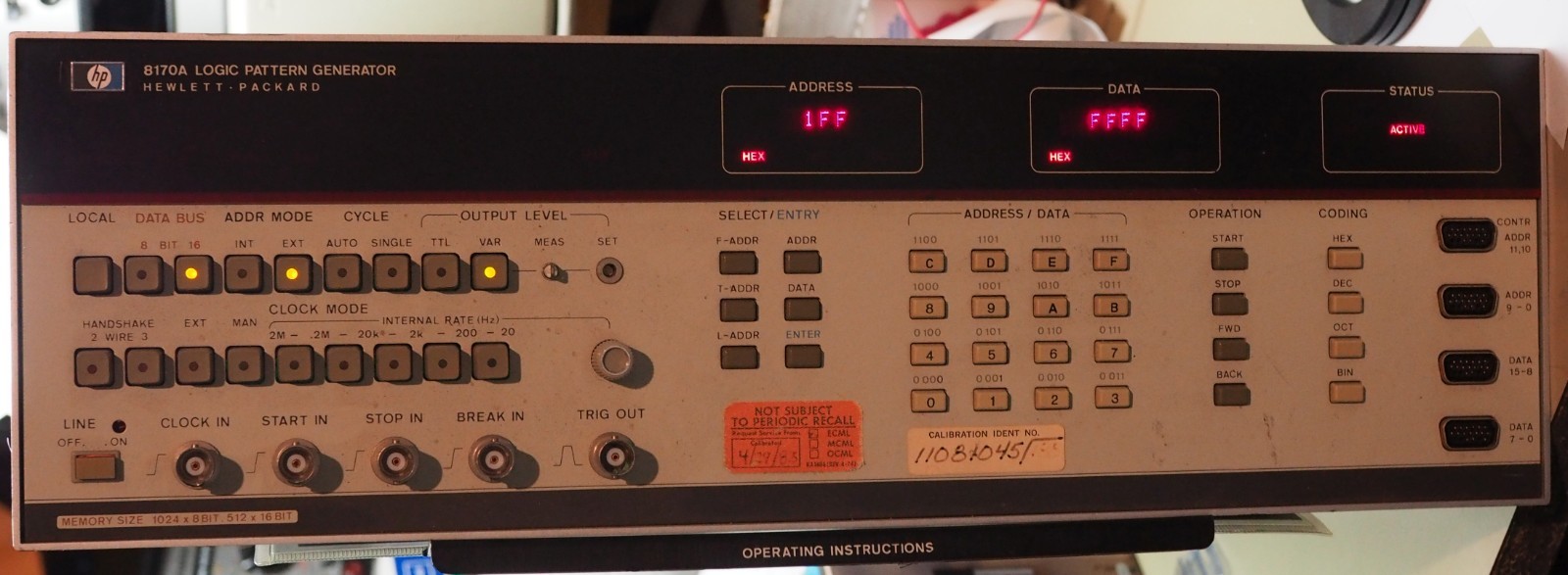 HP 8170A Logic Pattern Generator Hewlett Packard, Powers up. Vintage.