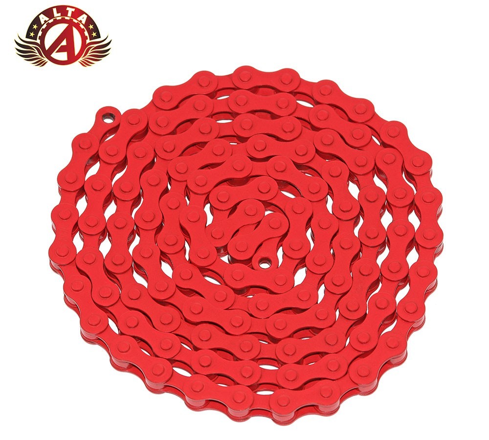 ALTA BMX Single Speed Bike Chain 1/2 x 1/8 x 112 Link Red Steel w/Master Link