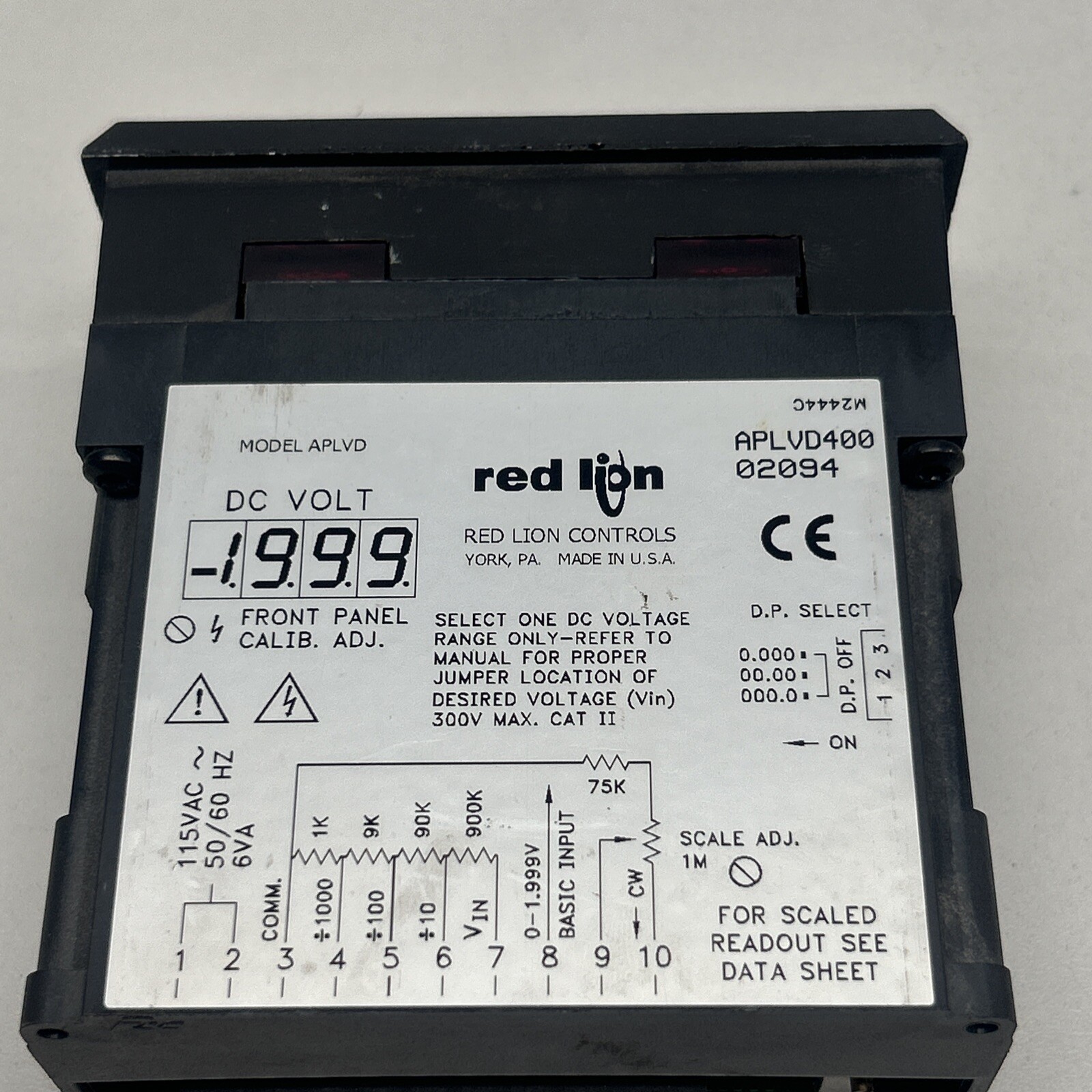 Red Lion APLVD400 DISPLAY DIGITAL PANEL METER