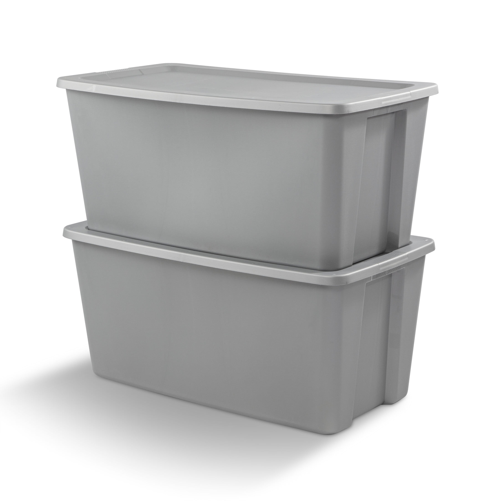 50 Gallon Tote, Plastic Storage Bin with Snap-on Lid, Gray