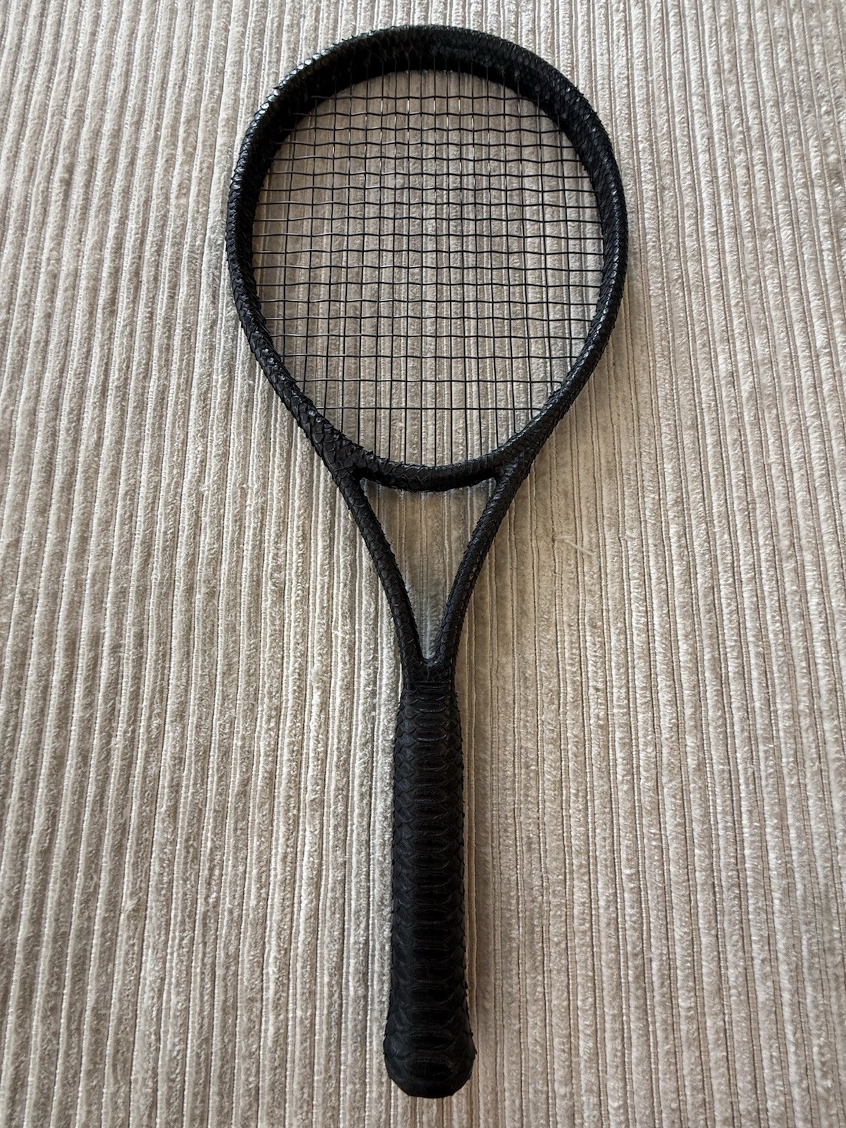 Elisabeth Weinstock Rare Decorative Newport Tennis Racket Black Snake Skin Art