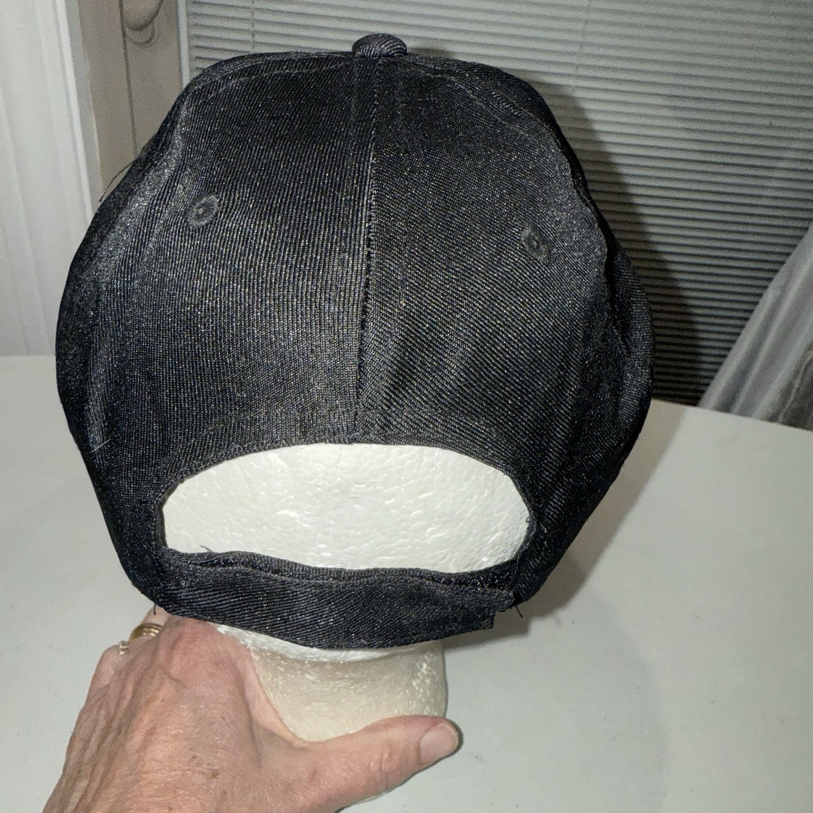 S.W.A.T. White Letters on Black Nylon Poly Hat Cap Hook Loop EUC