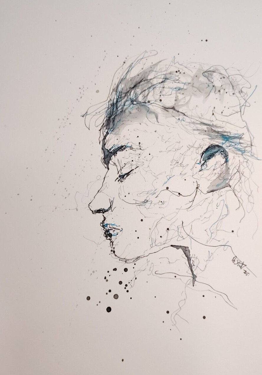 Original SORROW Ink Sketch #34 (2025) - A4 Scribble Art - Ray Statter