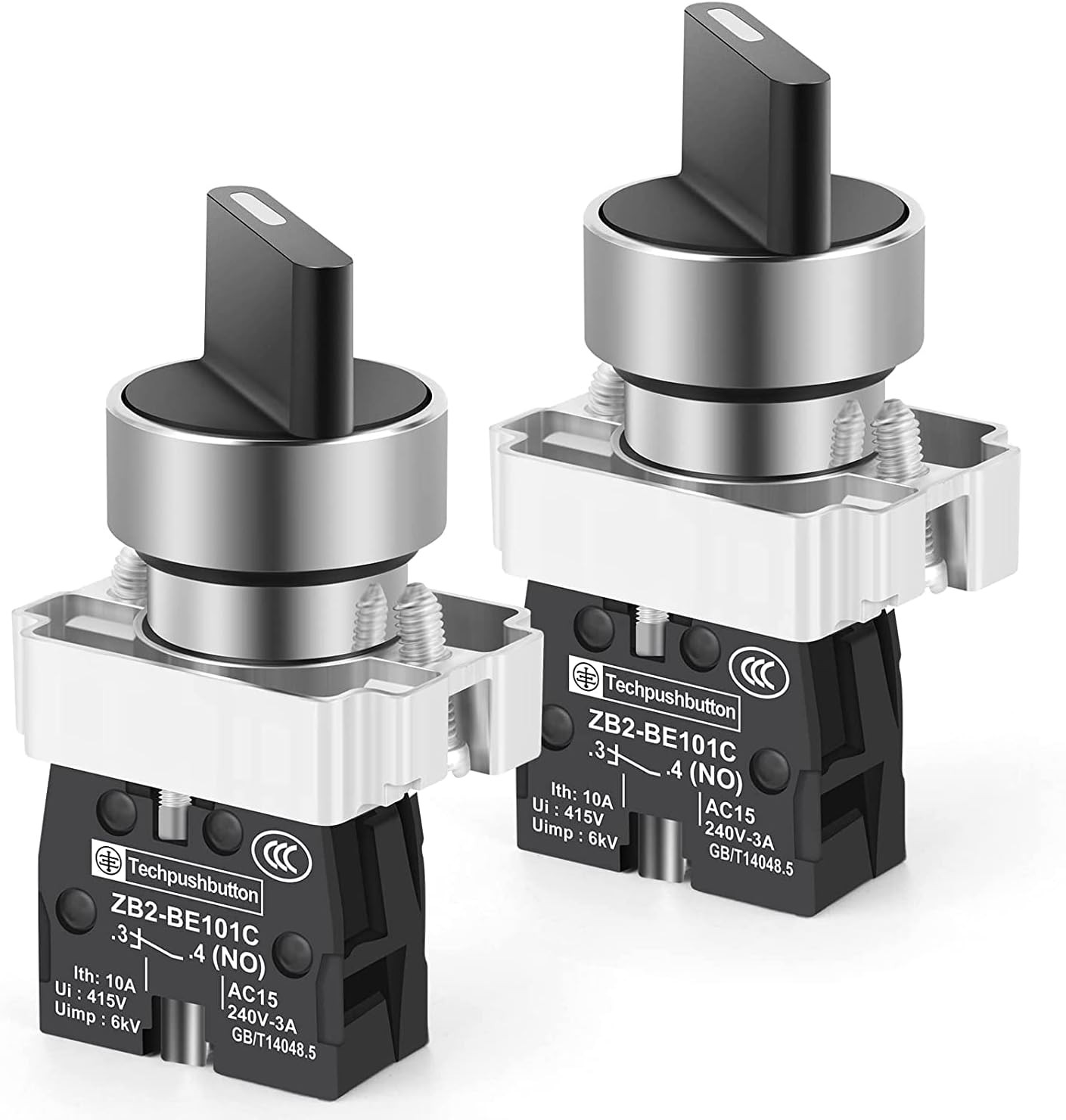 2PCS 1 NO 2 Selector Latching Switch, 2Positions Maintained Rotary Select Select