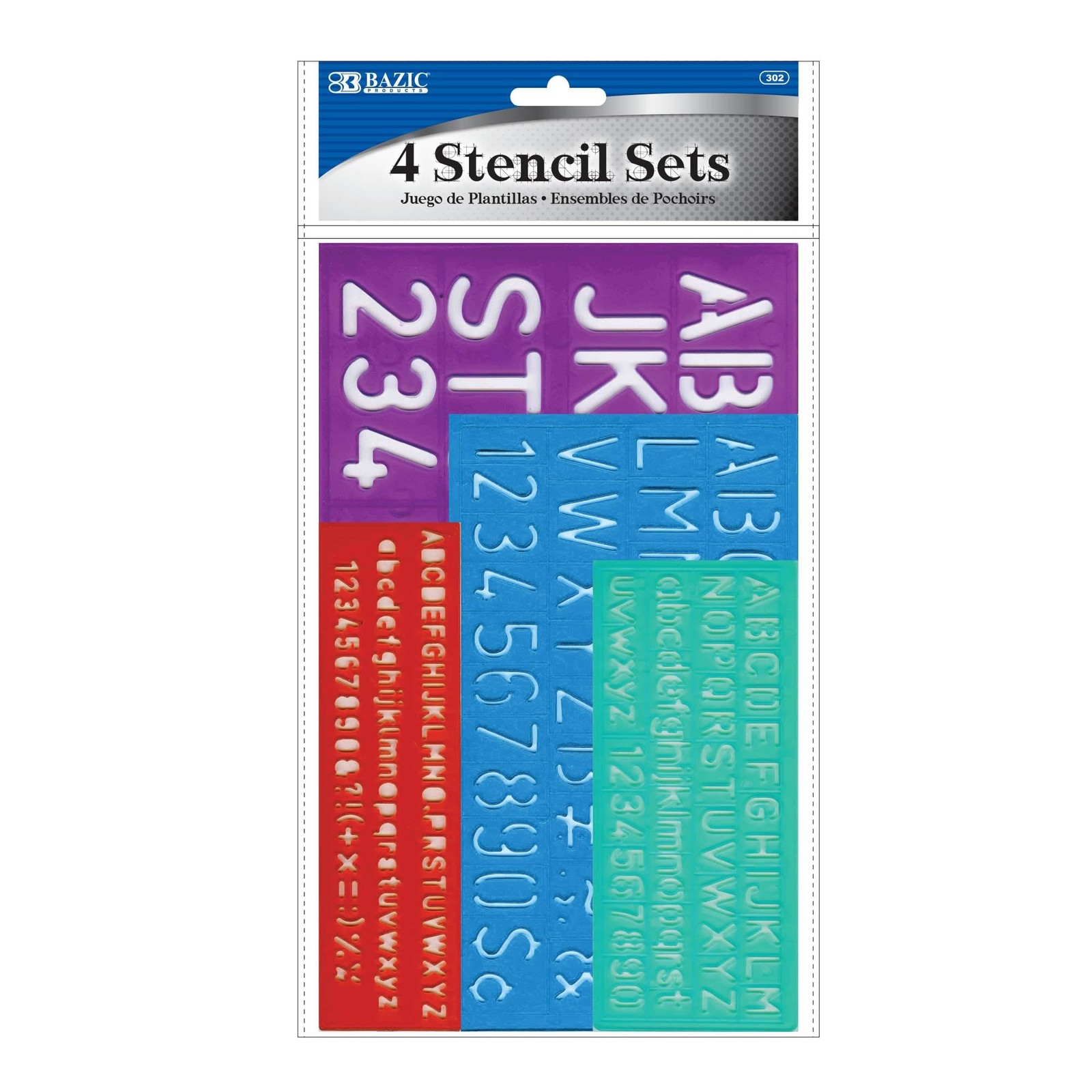 BAZIC Letter Stencil Sets, Sizes 8 10 20 30 mm, Letters Number Mathematics Si...