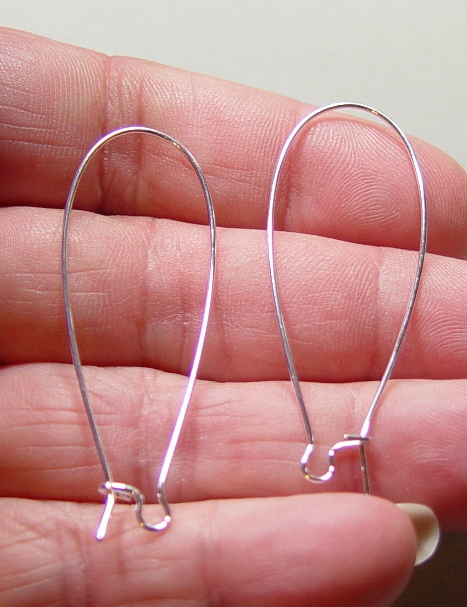 THREE Pair INTERCHANGEABLE Stainless Steel Earring Wires Bright Silver 47mm Long