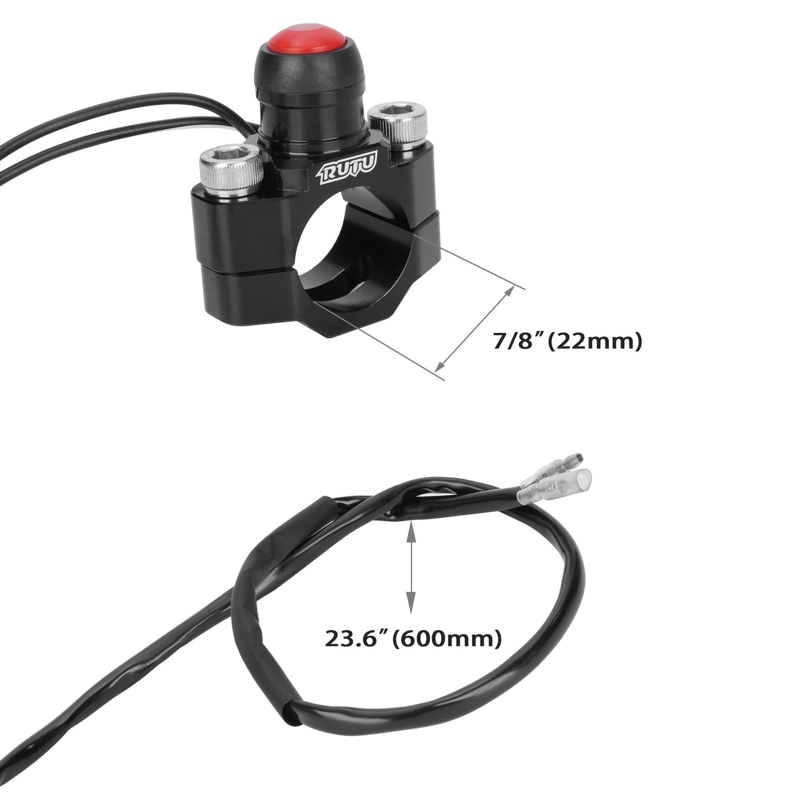 RUTU CNC Universal Motorcycle Engine Stop Start Kill Switch Button with Black